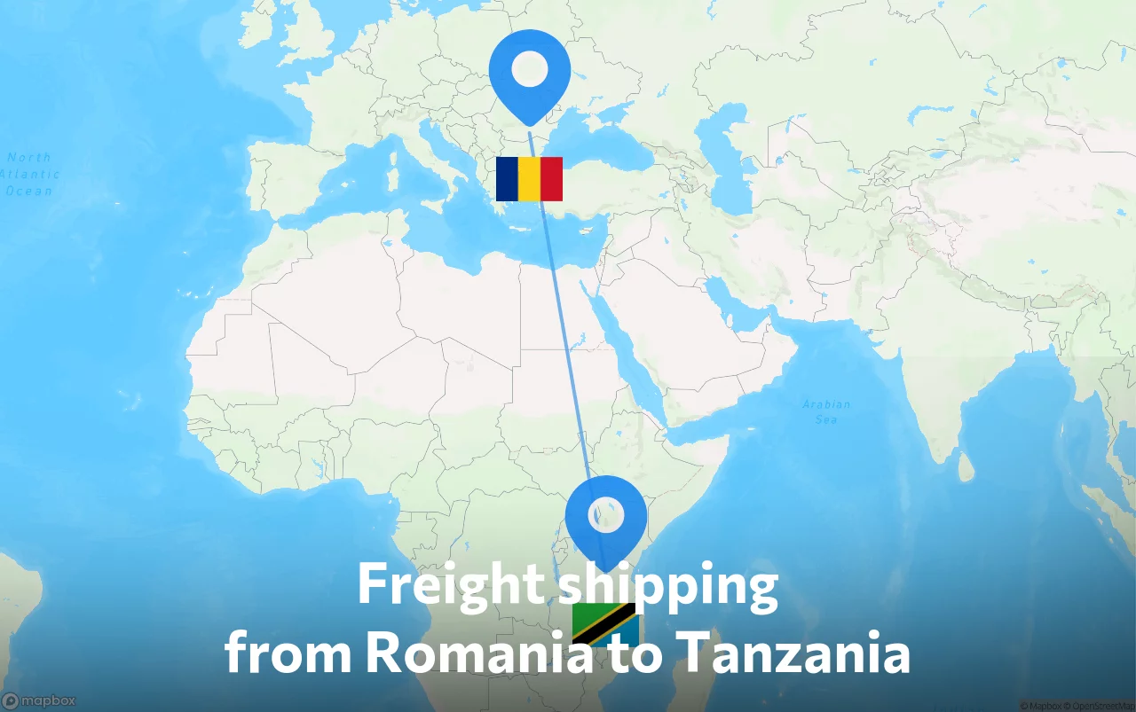 Shipping route from Romania to Tanzania