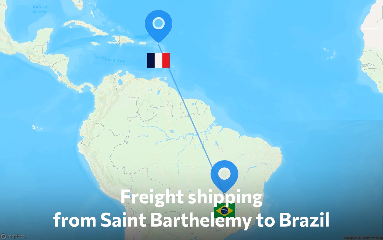 Shipping route from Saint Barthelemy to Brazil