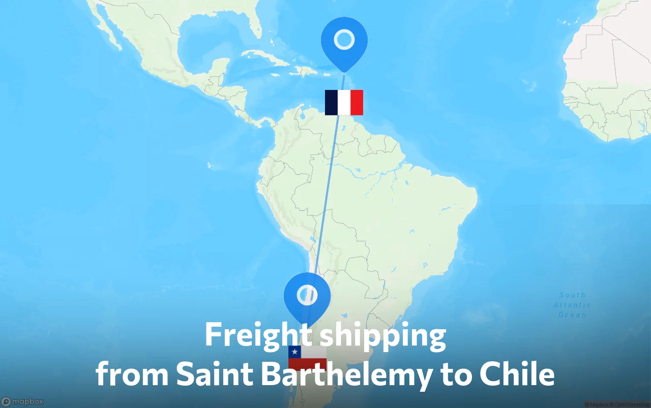 Shipping route from Saint Barthelemy to Chile
