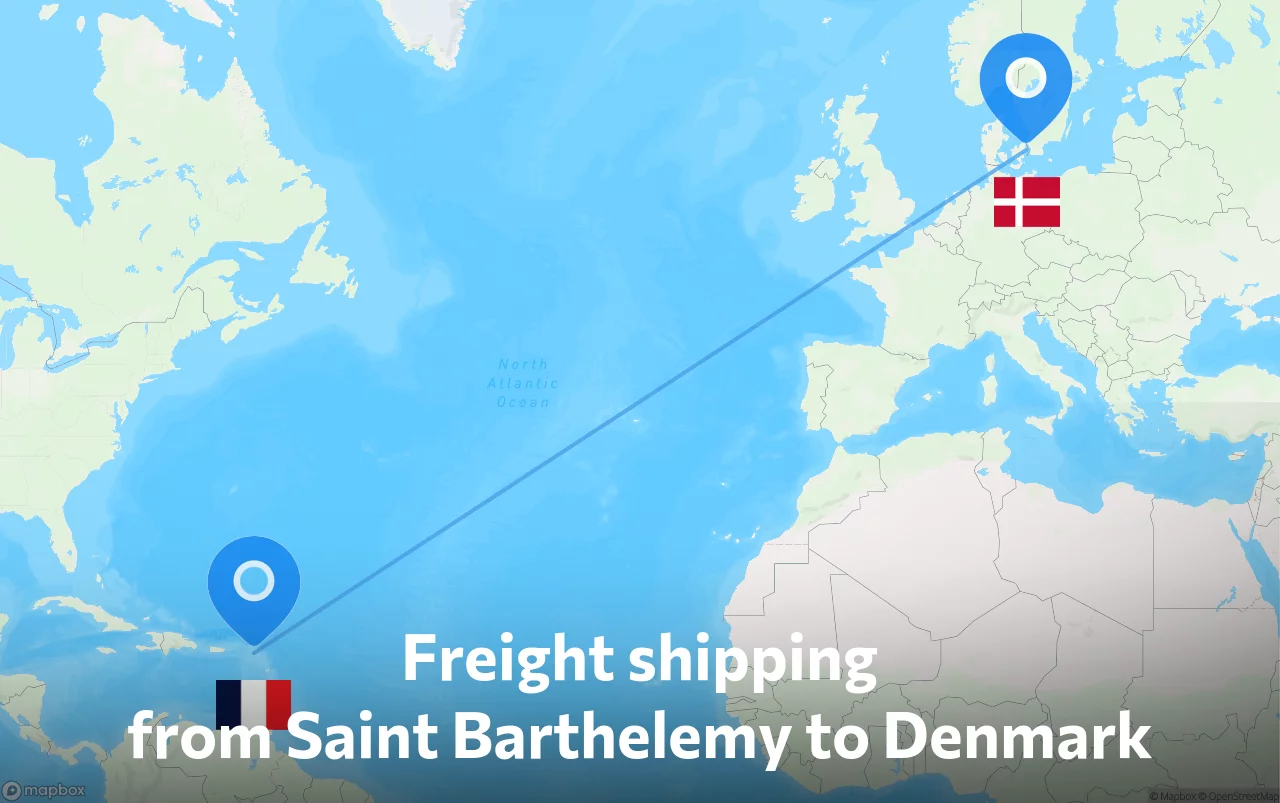 Shipping route from Saint Barthelemy to Denmark