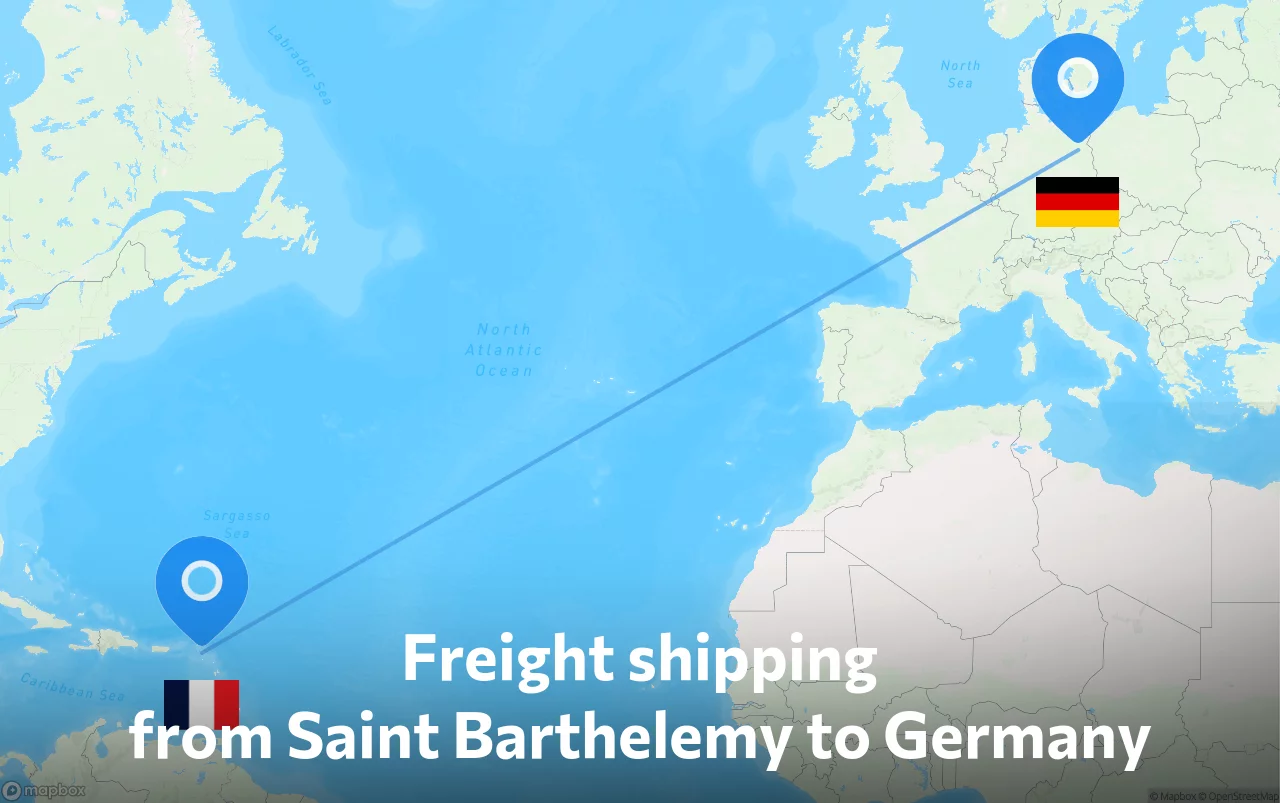 Shipping route from Saint Barthelemy to Germany