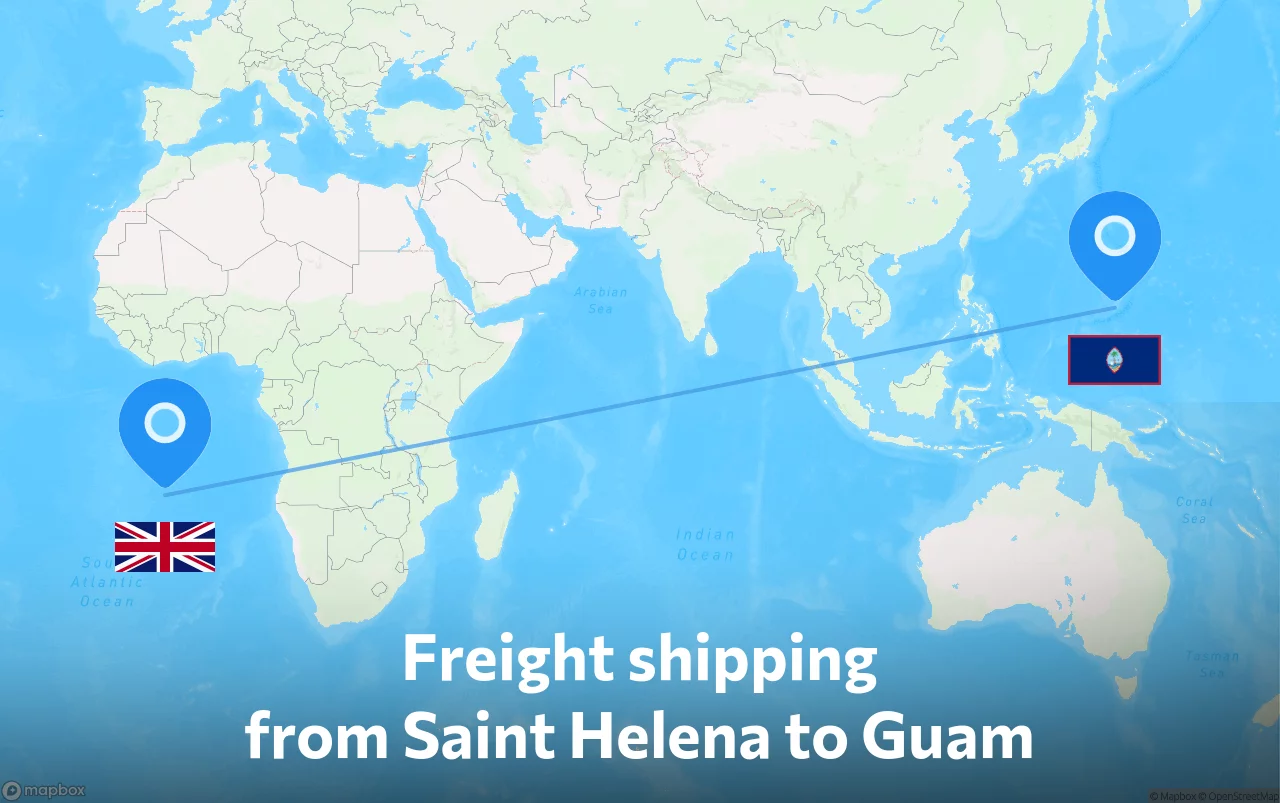Shipping route from Saint Helena to Guam