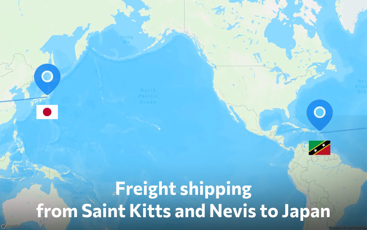 Shipping route from Saint Kitts and Nevis to Japan