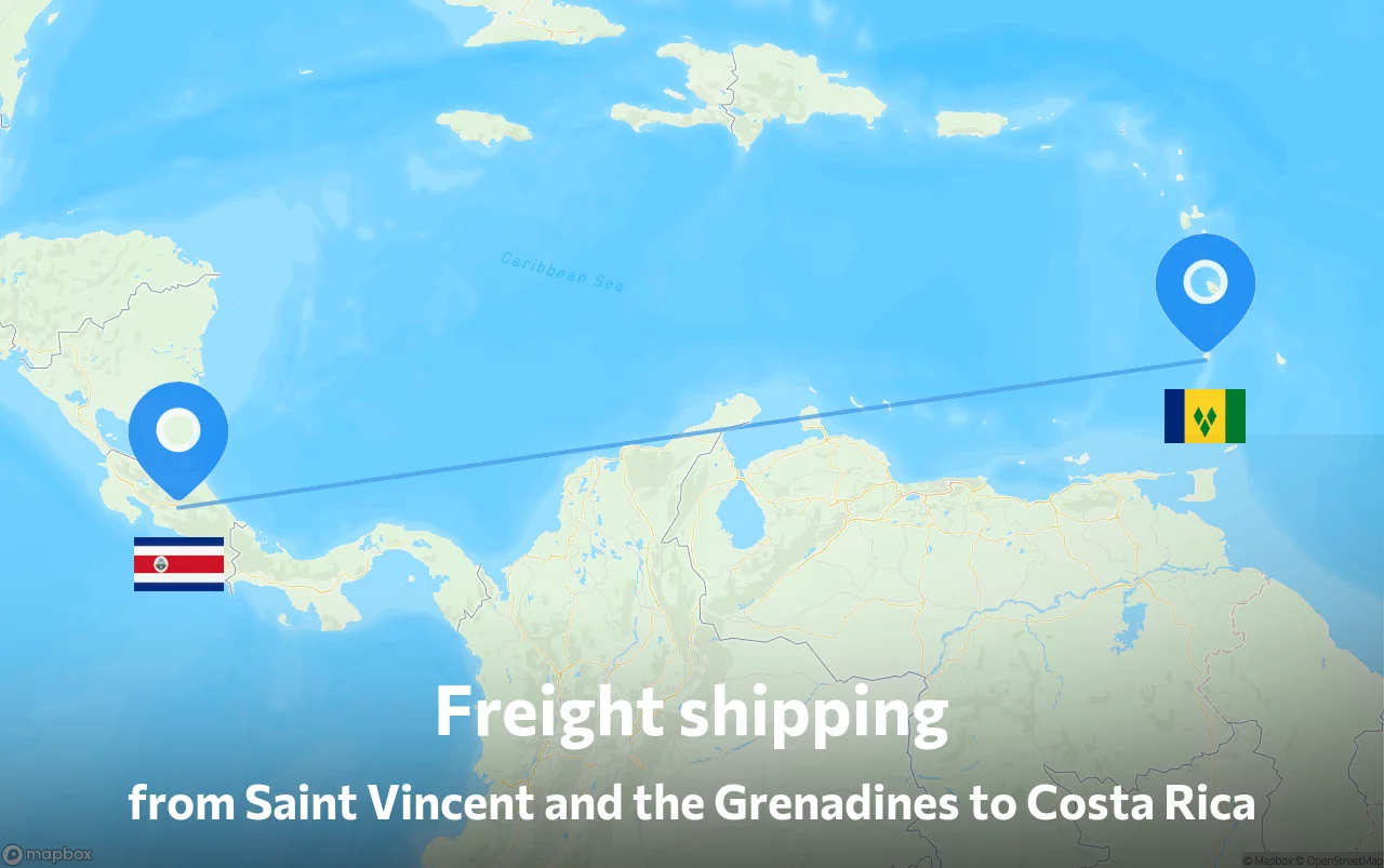 Shipping route from Saint Vincent and the Grenadines to Costa Rica