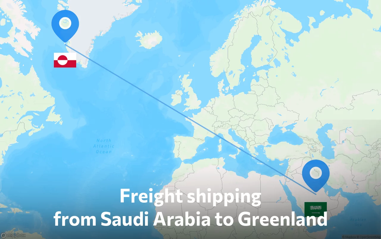 Shipping route from Saudi Arabia to Greenland