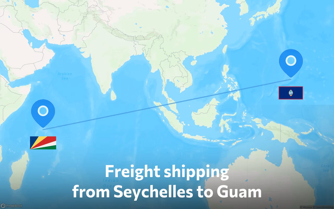 Shipping route from Seychelles to Guam