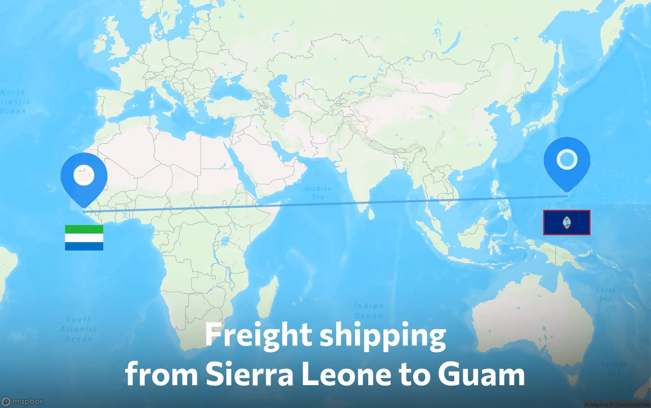 Shipping route from Sierra Leone to Guam