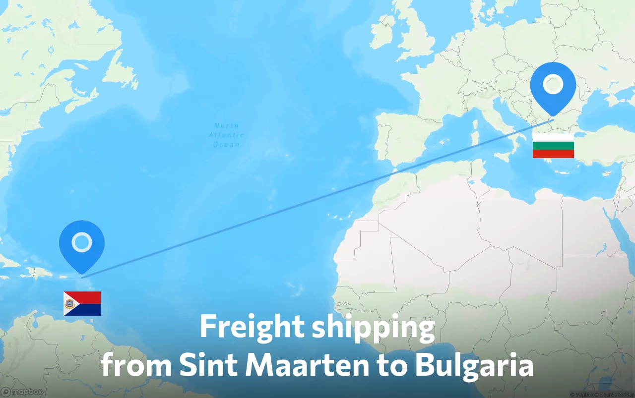 Shipping route from Sint Maarten to Bulgaria