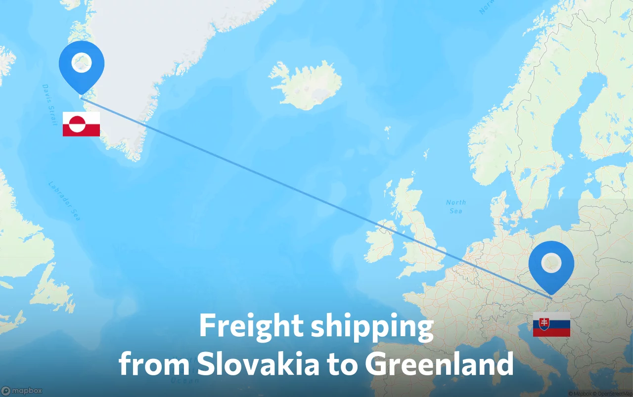 Shipping route from Slovakia to Greenland