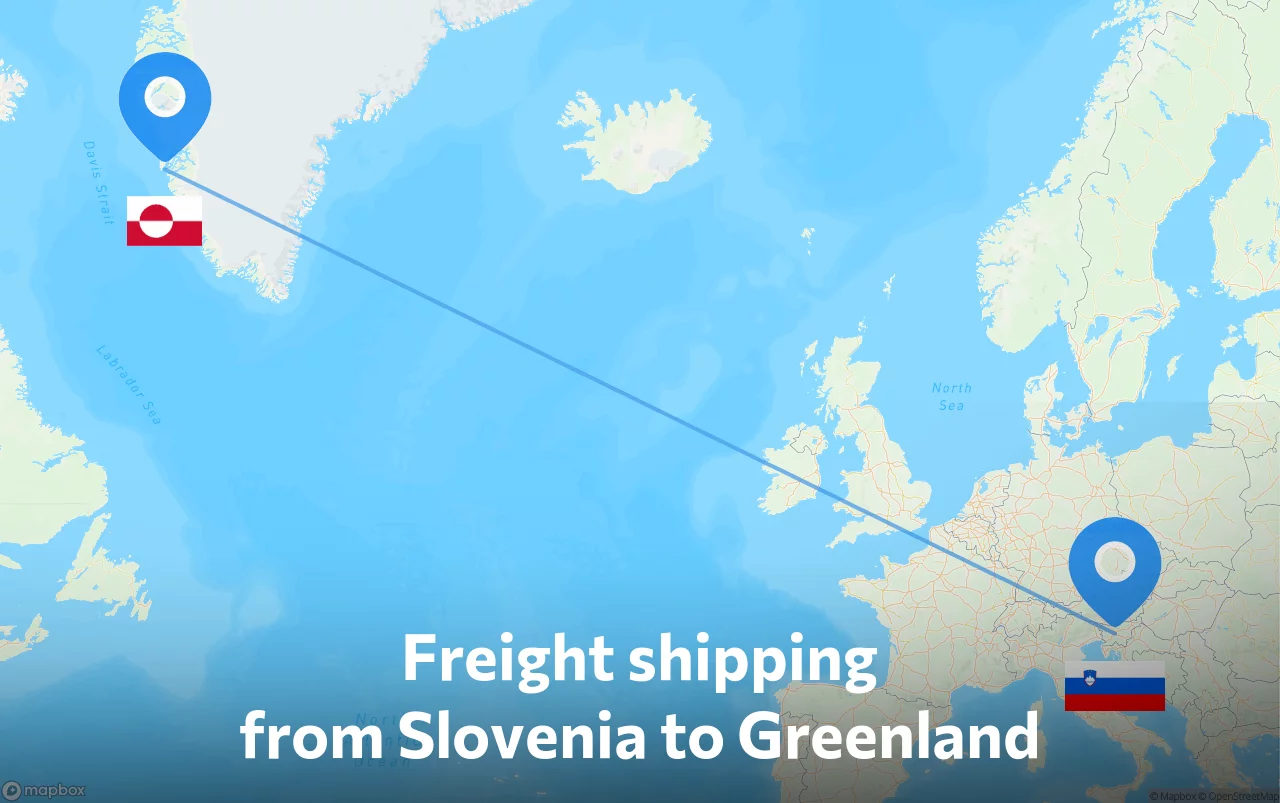 Shipping route from Slovenia to Greenland