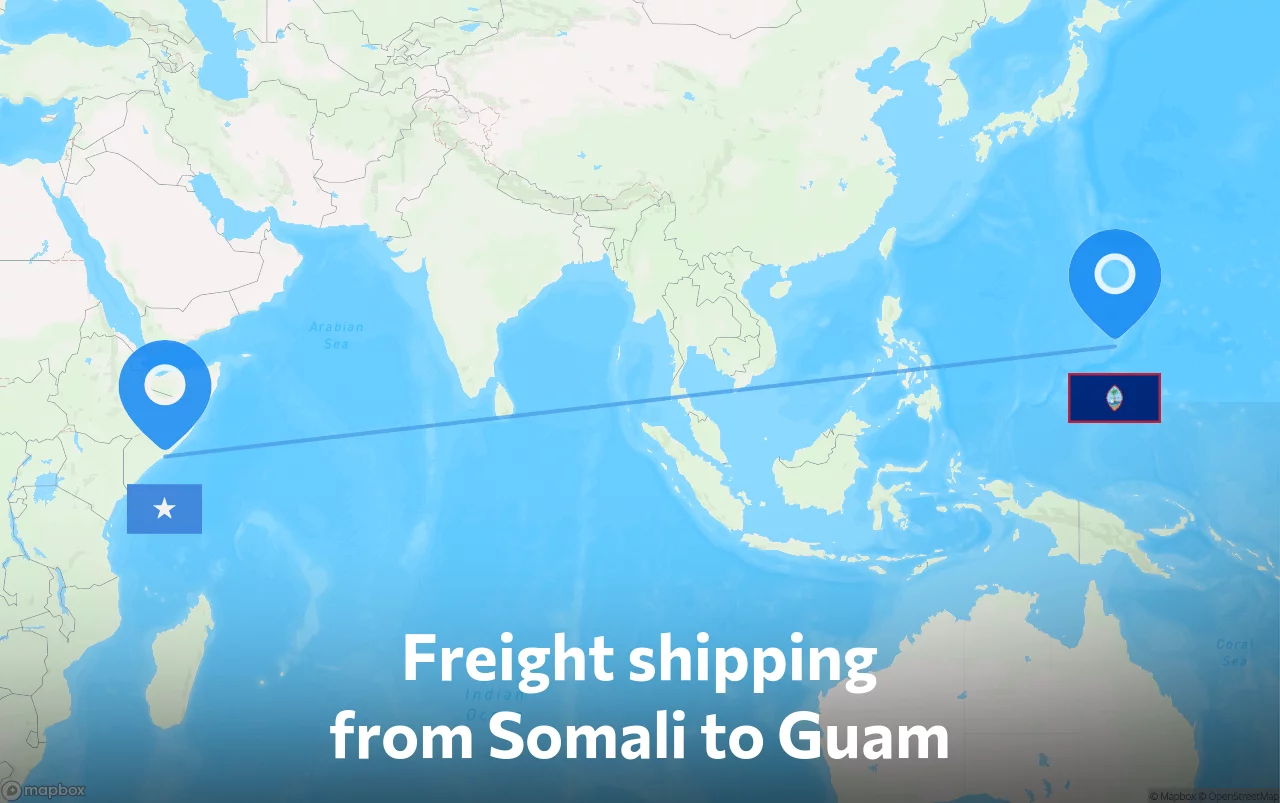 Shipping route from Somali to Guam