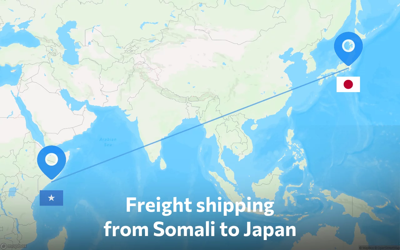 Shipping route from Somali to Japan