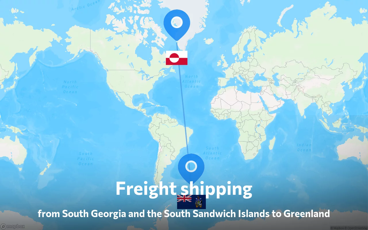 Shipping route from South Georgia and the South Sandwich Islands to Greenland