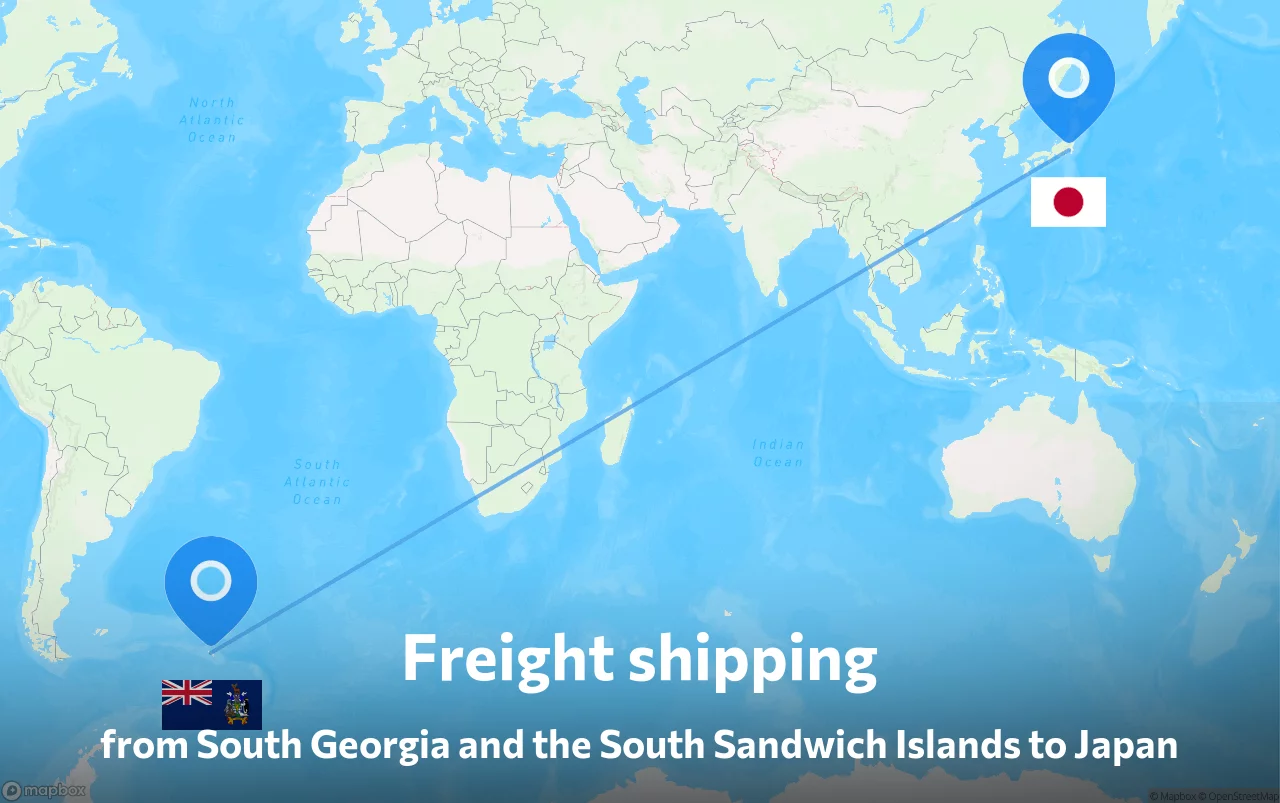 Shipping route from South Georgia and the South Sandwich Islands to Japan