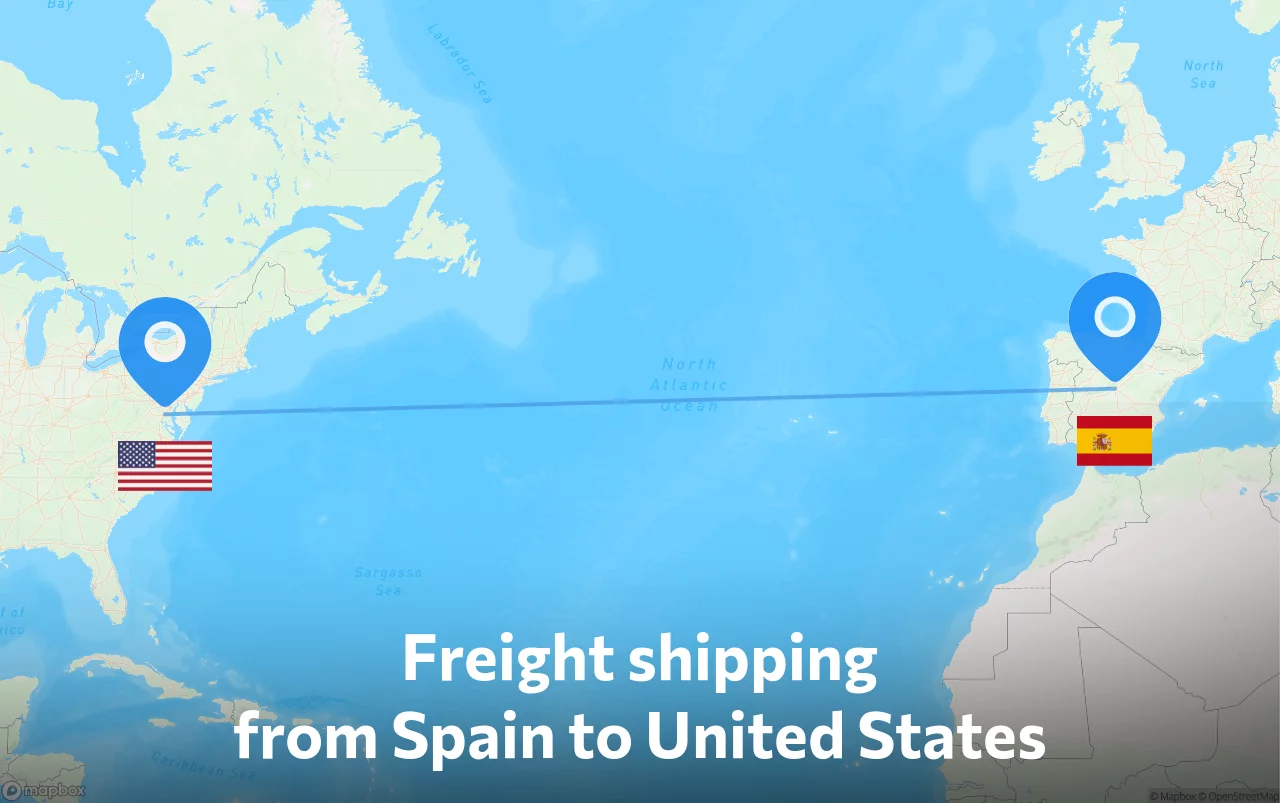 Shipping route from Spain to United States