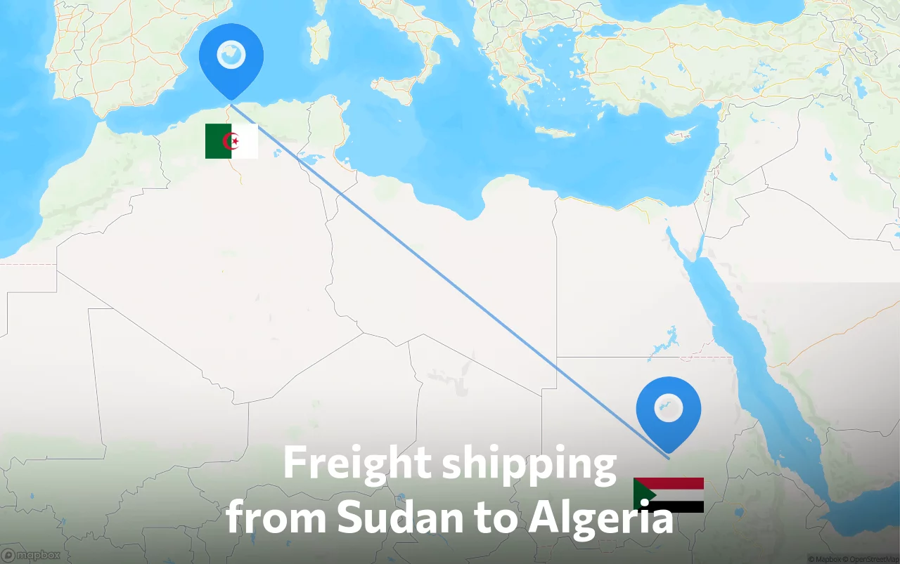 Shipping route from Sudan to Algeria