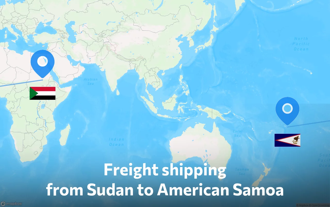 Shipping route from Sudan to American Samoa