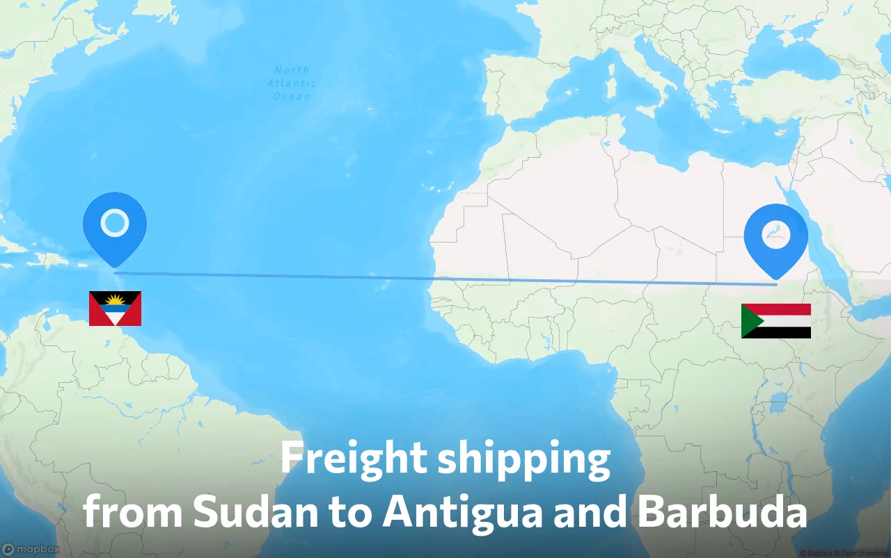 Shipping route from Sudan to Antigua and Barbuda