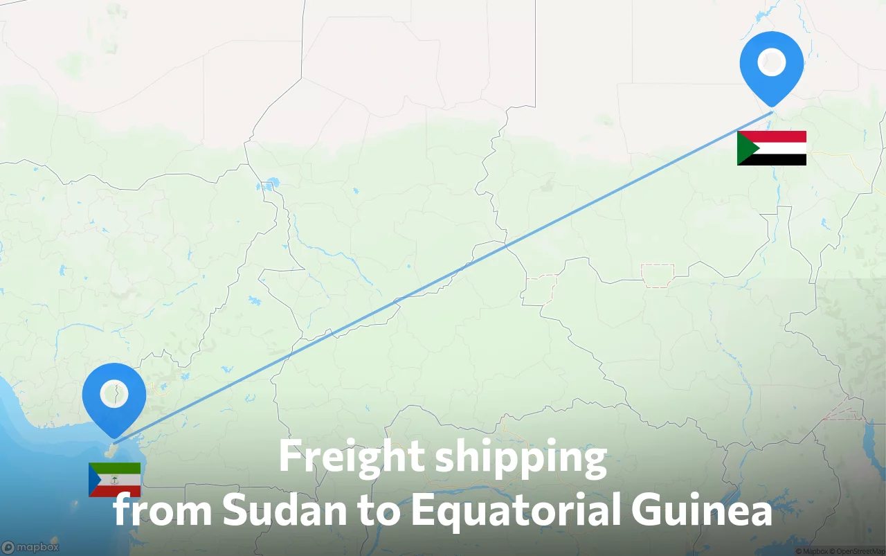 Shipping route from Sudan to Equatorial Guinea