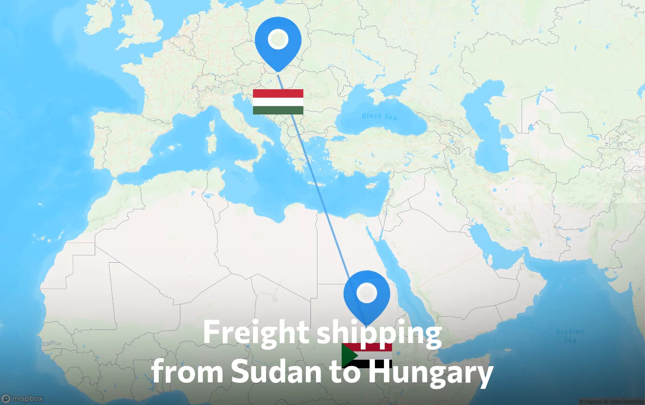 Shipping route from Sudan to Hungary