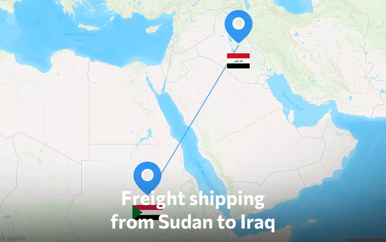 Shipping route from Sudan to Iraq