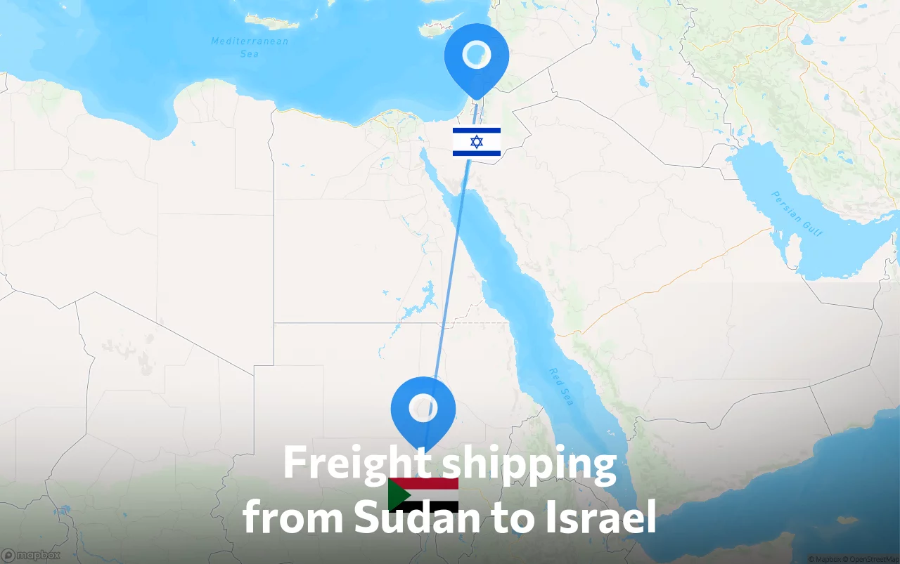 Shipping route from Sudan to Israel