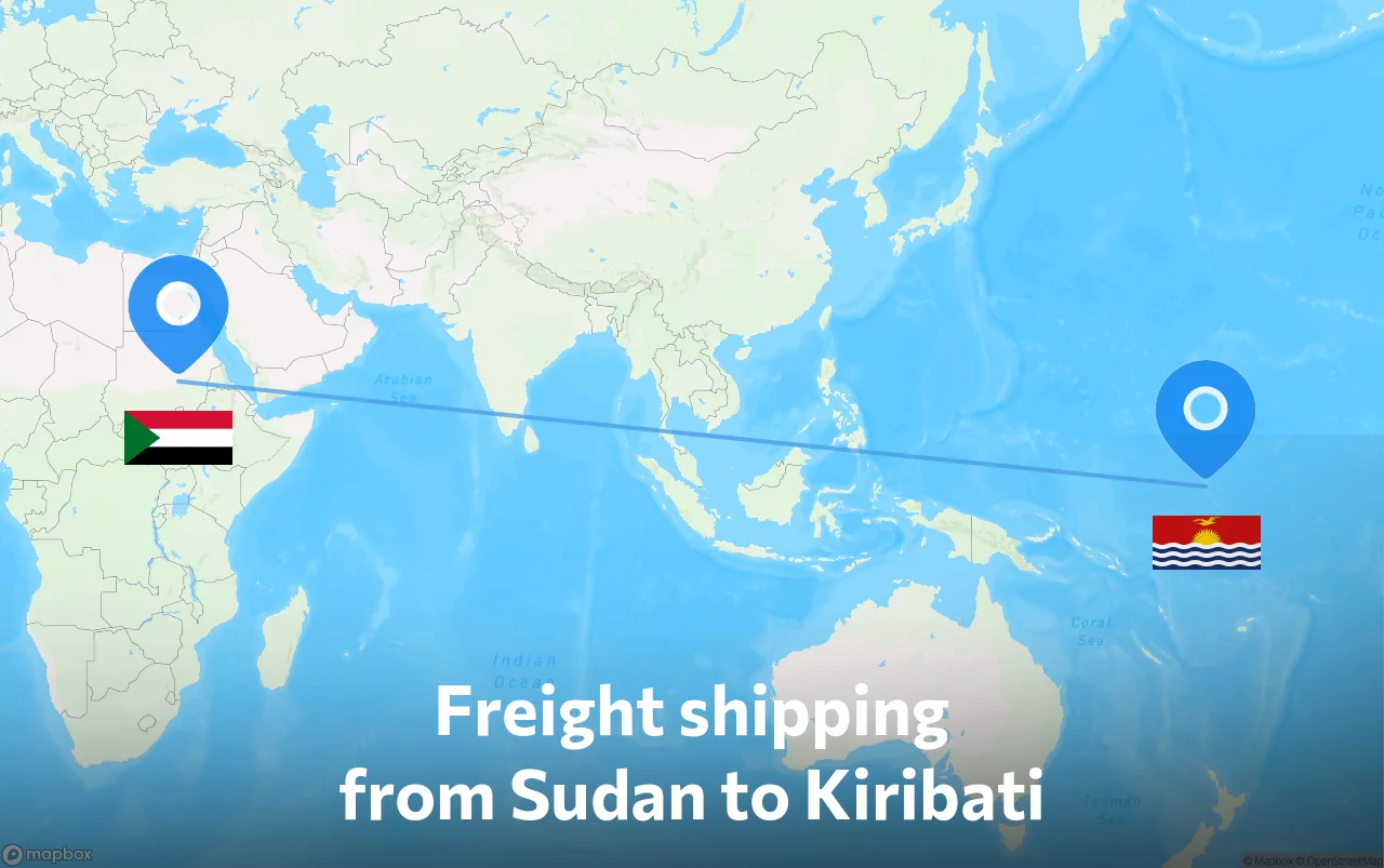 Shipping route from Sudan to Kiribati