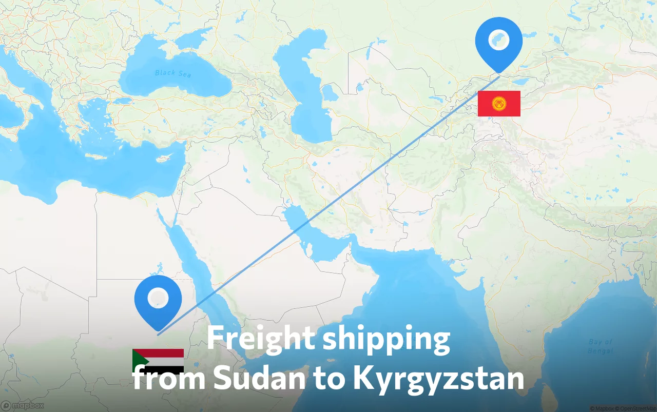 Shipping route from Sudan to Kyrgyzstan