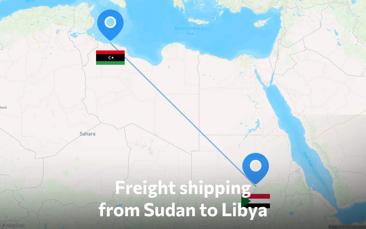 Shipping route from Sudan to Libya