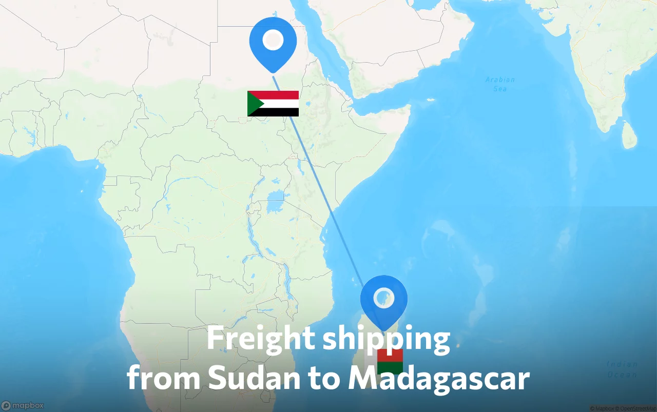 Shipping route from Sudan to Madagascar