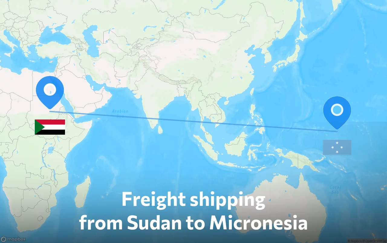 Shipping route from Sudan to Micronesia