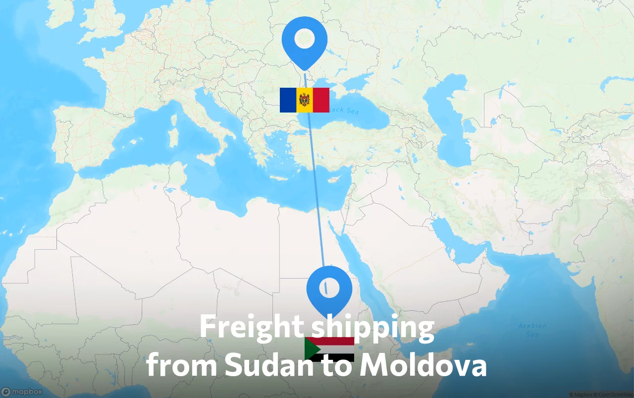 Shipping route from Sudan to Moldova