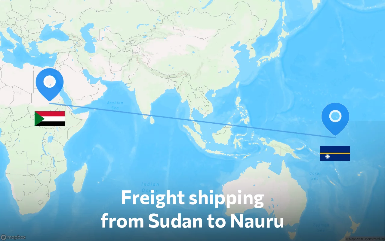 Shipping route from Sudan to Nauru