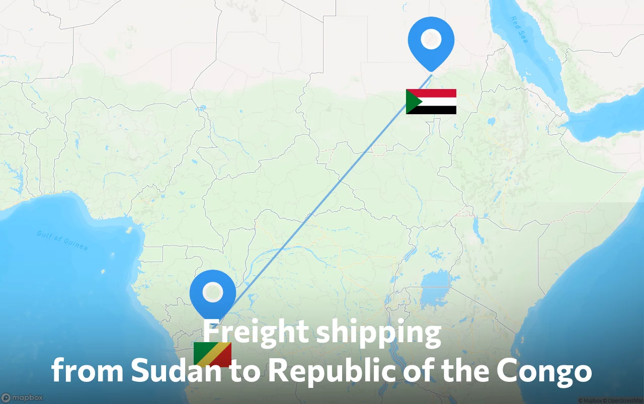 Shipping route from Sudan to Republic of the Congo