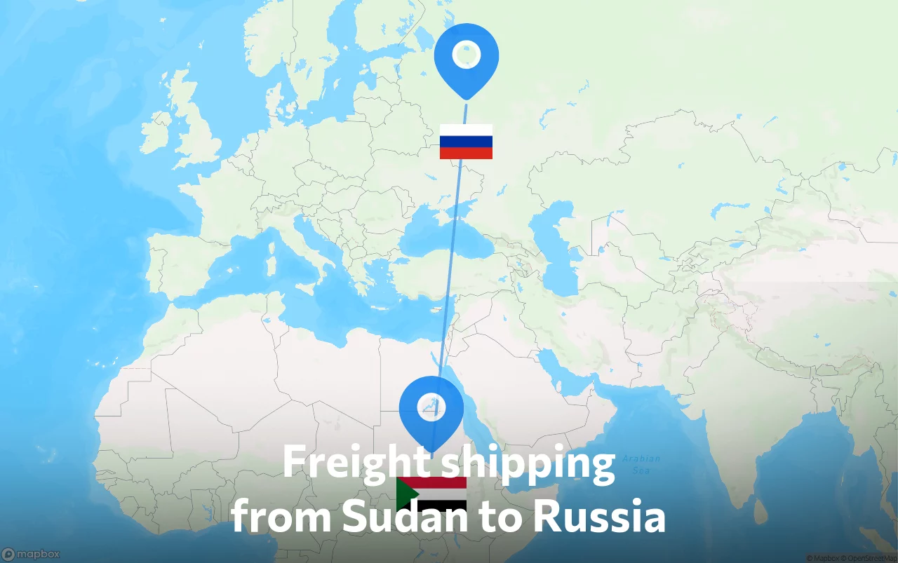Shipping route from Sudan to Russia