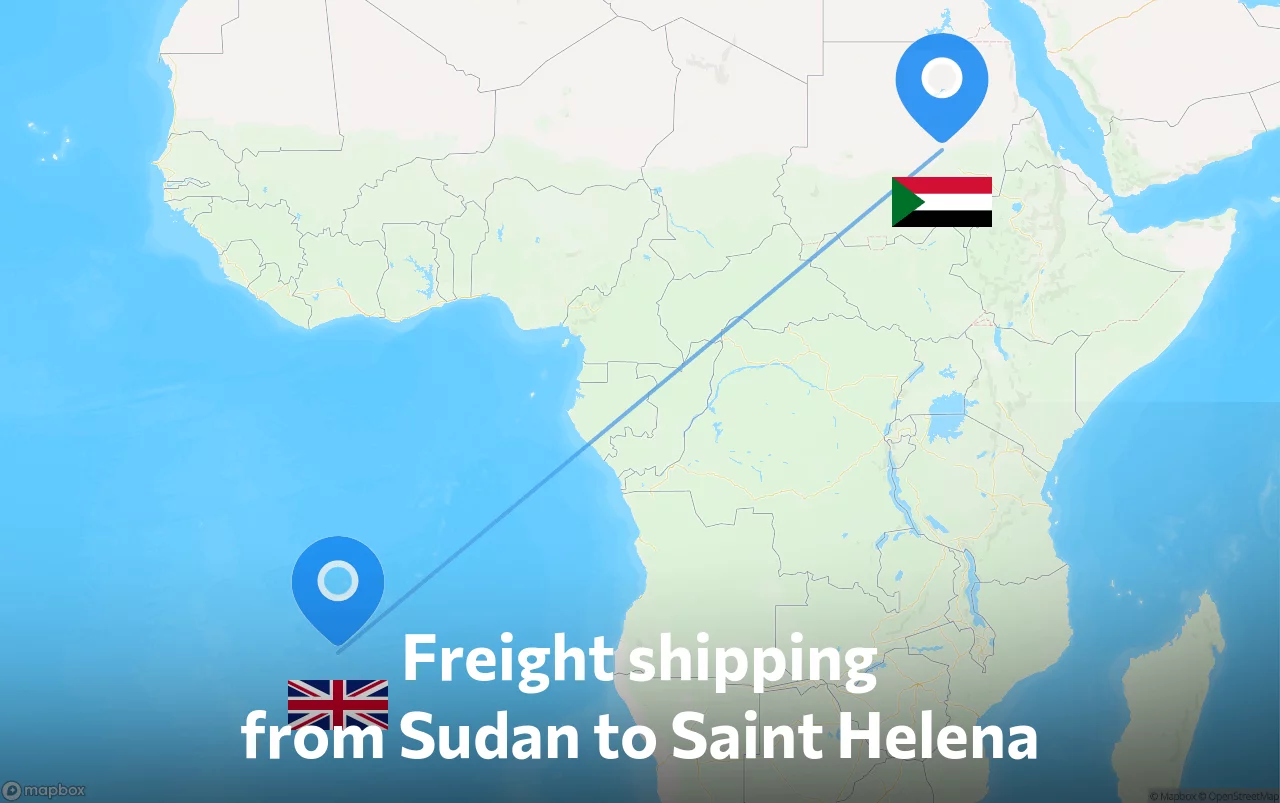 Shipping route from Sudan to Saint Helena