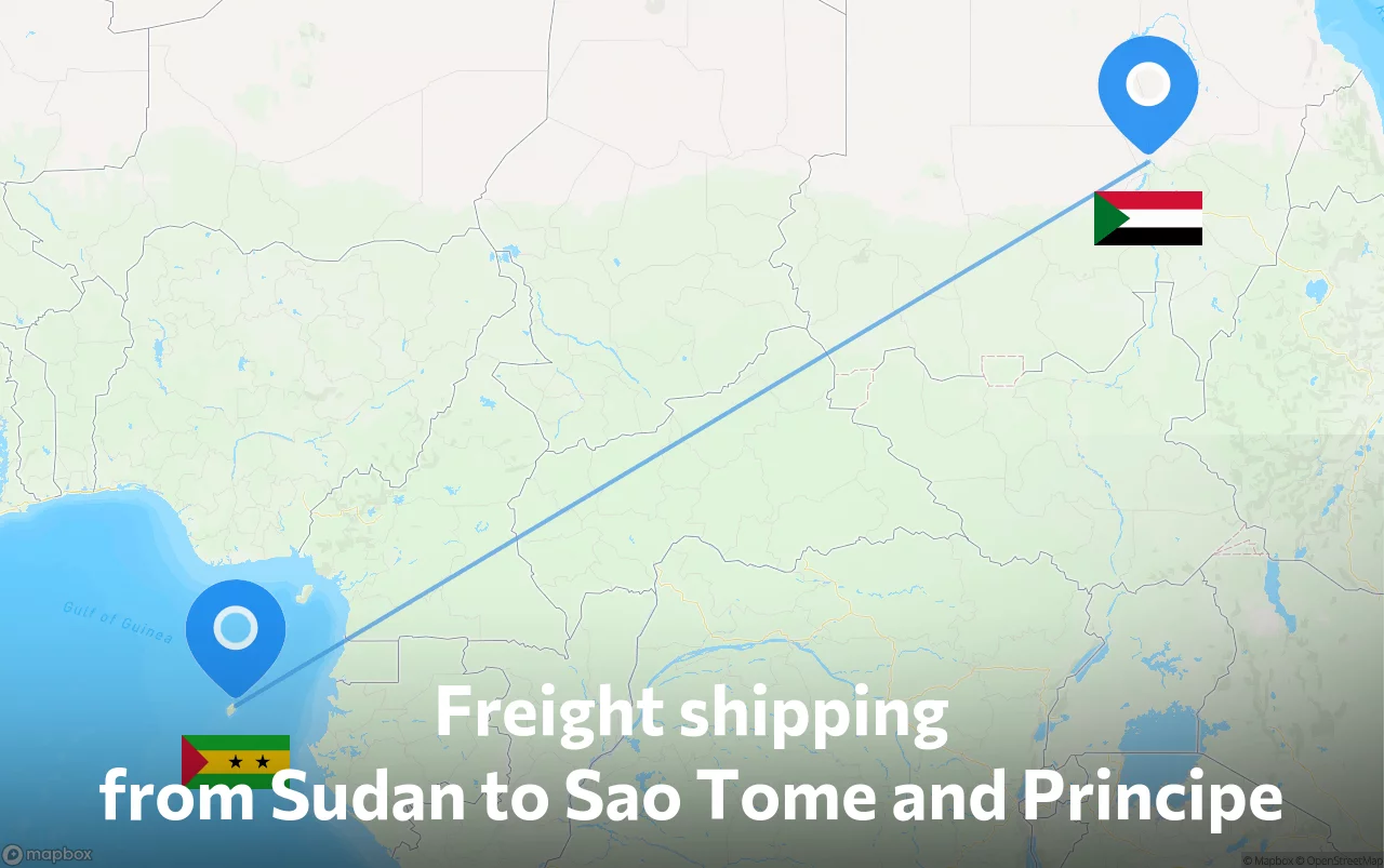 Shipping route from Sudan to Sao Tome and Principe