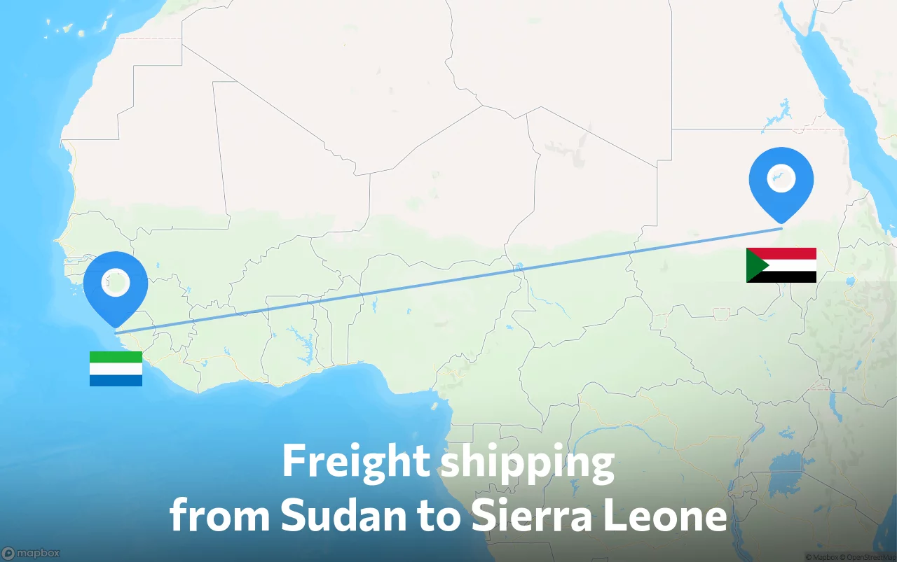 Shipping route from Sudan to Sierra Leone