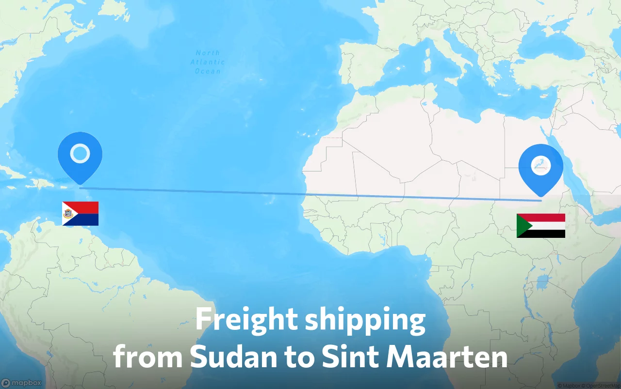 Shipping route from Sudan to Sint Maarten