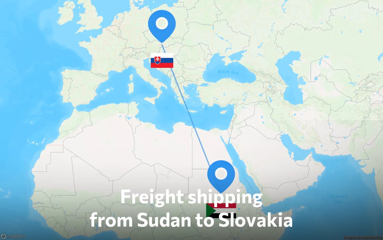 Shipping route from Sudan to Slovakia
