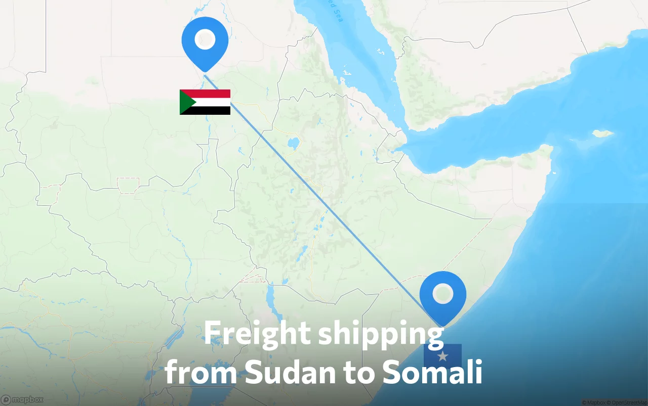 Shipping route from Sudan to Somali
