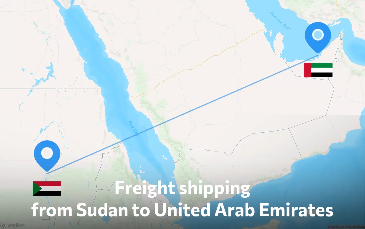 Shipping route from Sudan to United Arab Emirates