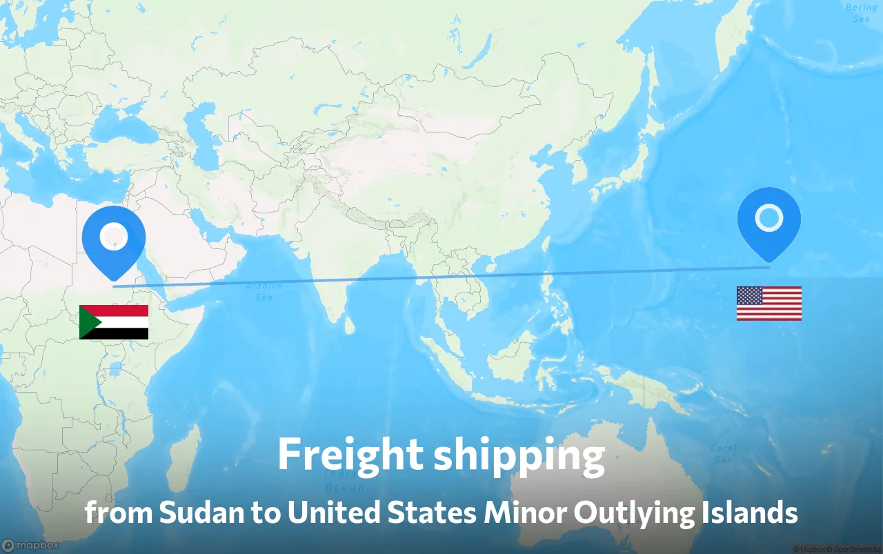 Shipping route from Sudan to United States Minor Outlying Islands