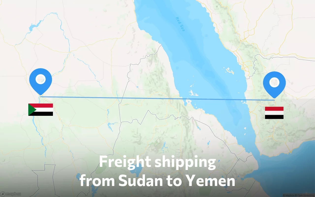 Shipping route from Sudan to Yemen