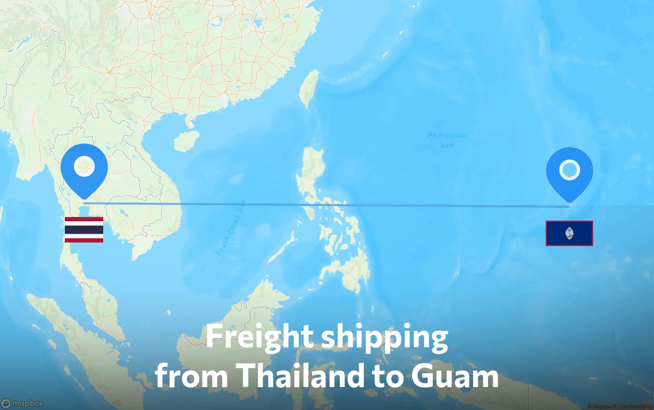 Shipping route from Thailand to Guam