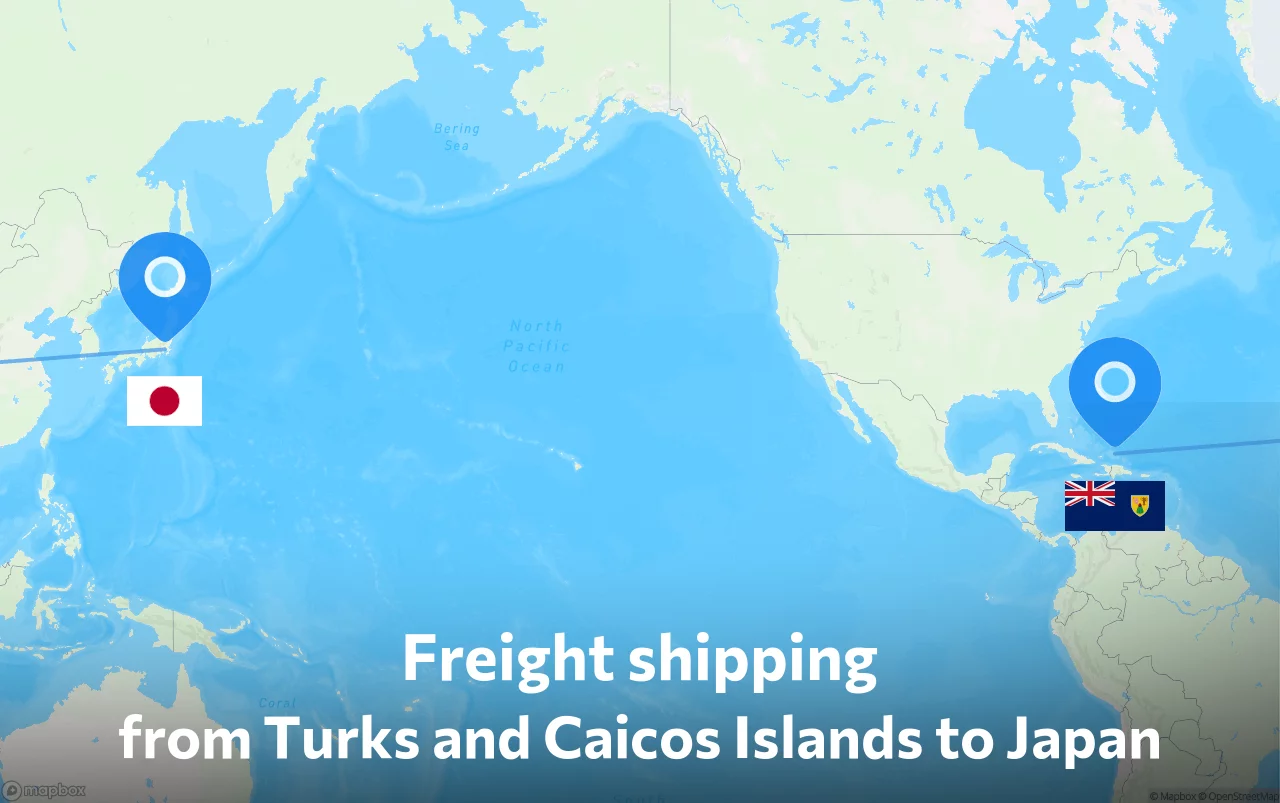 Shipping route from Turks and Caicos Islands to Japan