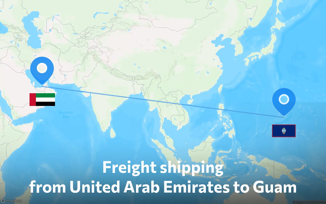 Shipping route from United Arab Emirates to Guam