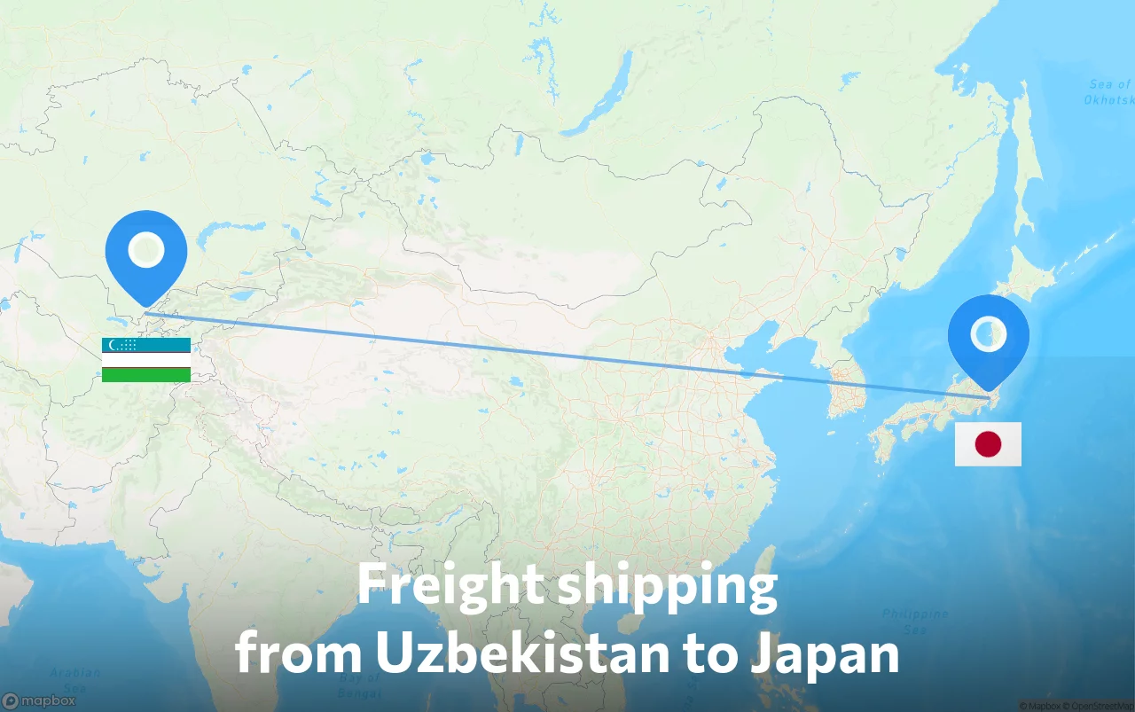 Shipping route from Uzbekistan to Japan