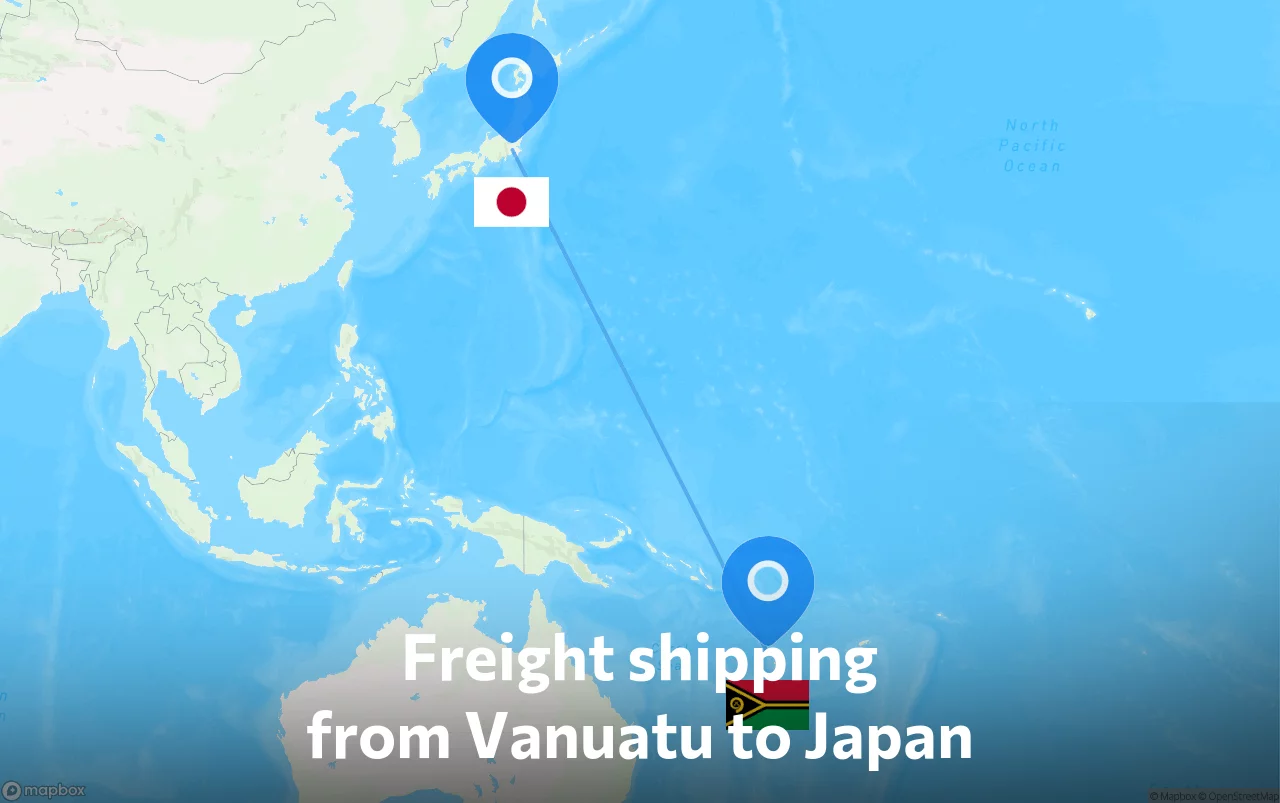 Shipping route from Vanuatu to Japan