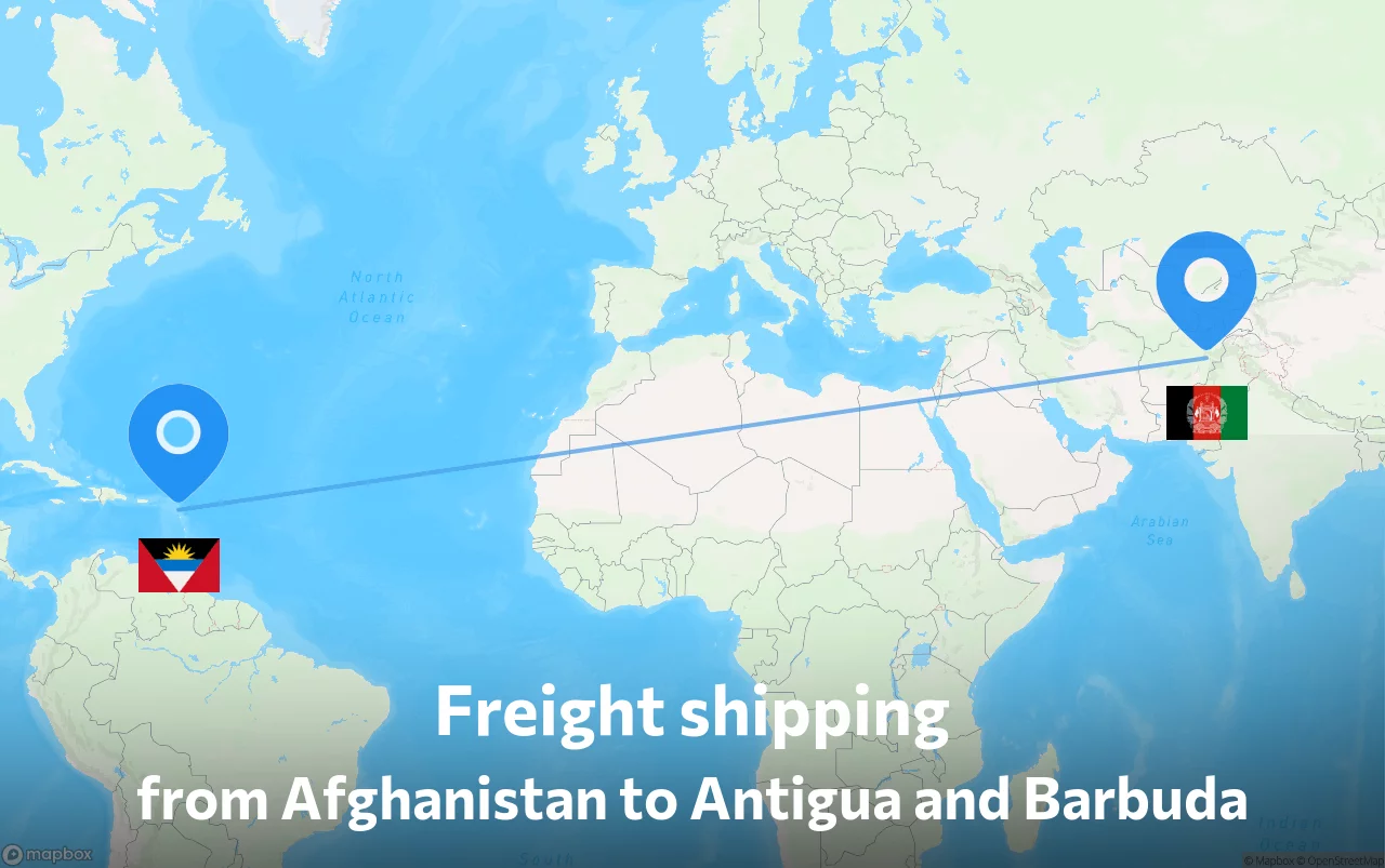 Shipping route from Afghanistan to Antigua and Barbuda